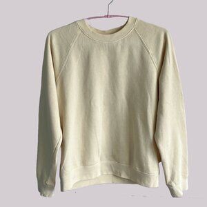 Frank & Oak Pastel Yellow Crewneck Fleece Sweatshirt